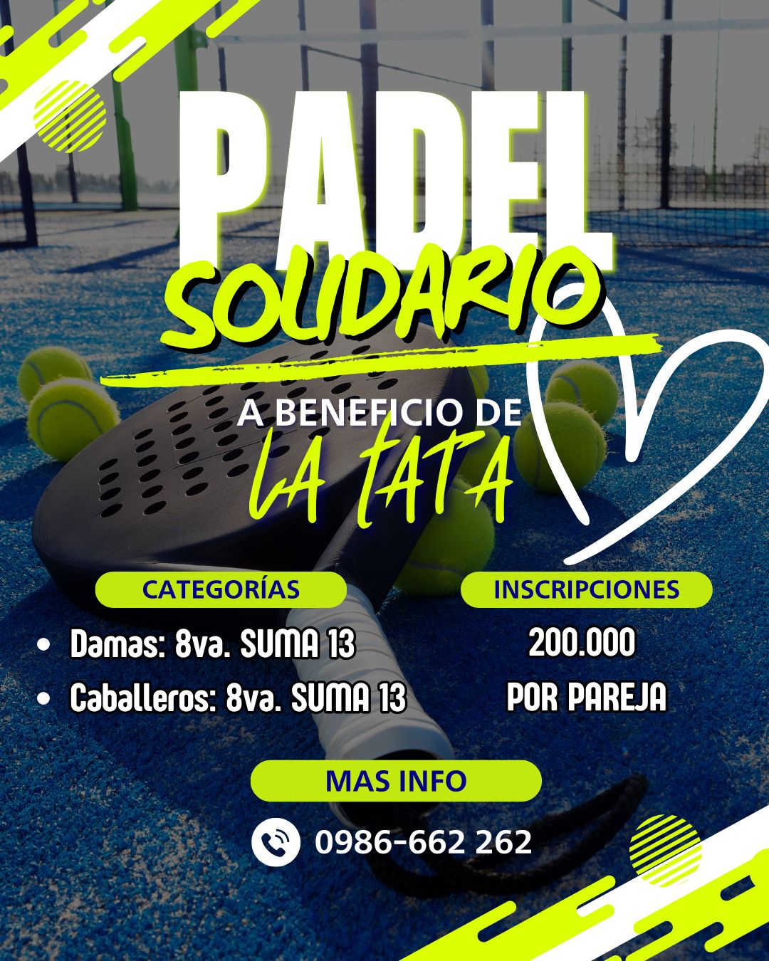 PADEL SOLIDARIO A BENEFICIO DE LA TATA